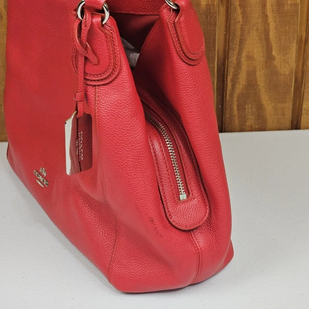 Coach 36464 Edie 31 Refined Pebbled Leather True Red Shoulder Bag